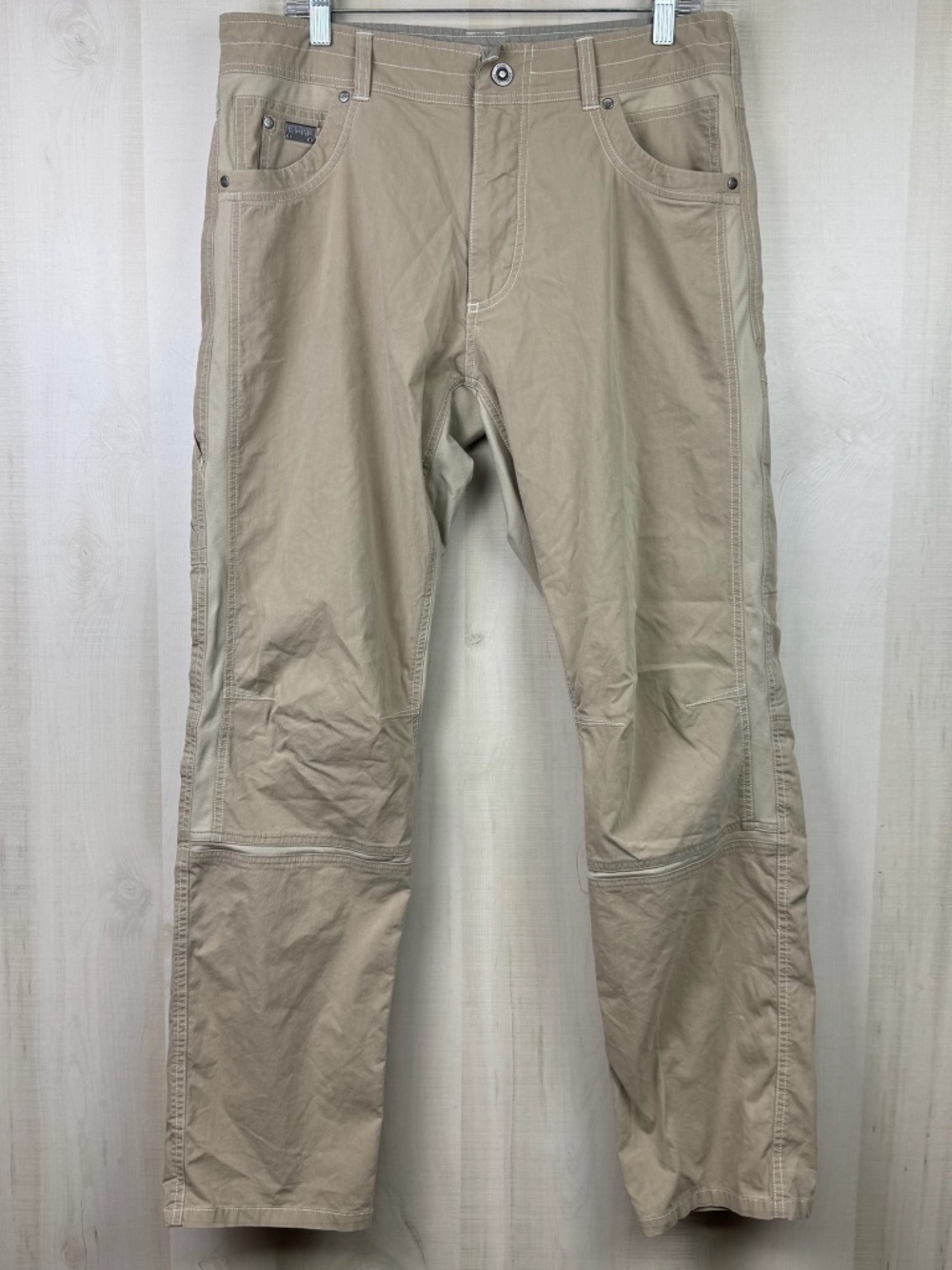 Kuhl Men’s Radikl Pants Khaki Flat Front Hybrid Hiking Performance 34 x 32